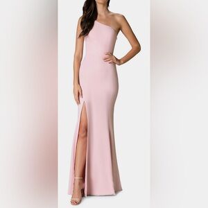 Dress The Population Amy One-Shoulder Slit Maxi Dress, Vintage Pink, sz XXS